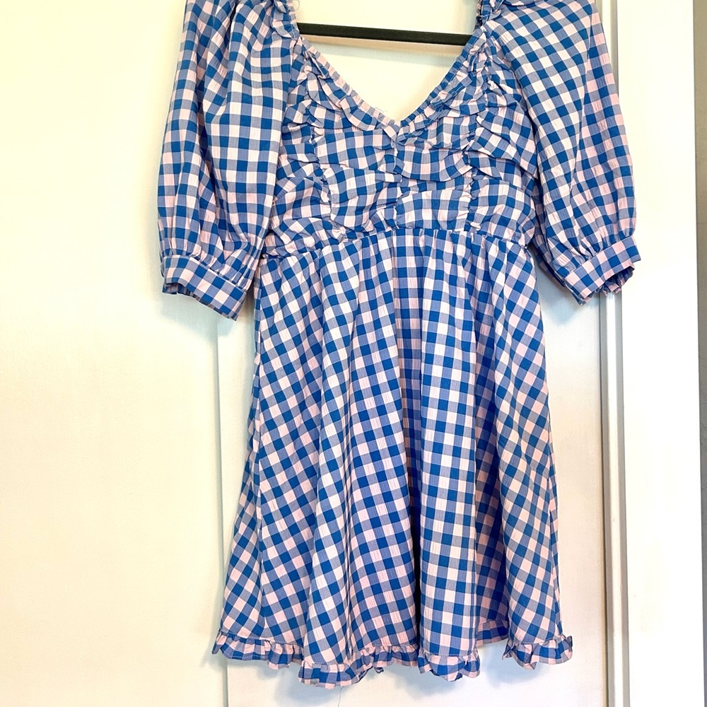 Buddy Love Blue and Light Pink gingham dress- Size S